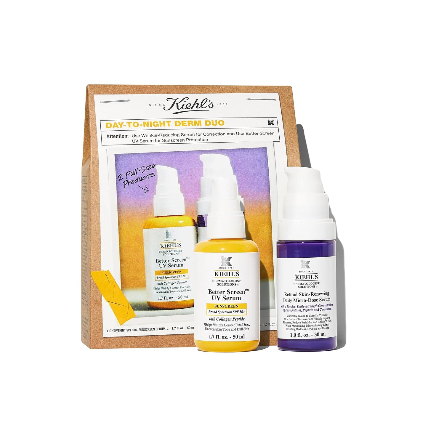 Kiehl's Anti Aging Skincare Set Lightweight Sunscreen and Anti-Aging Retinol Serum