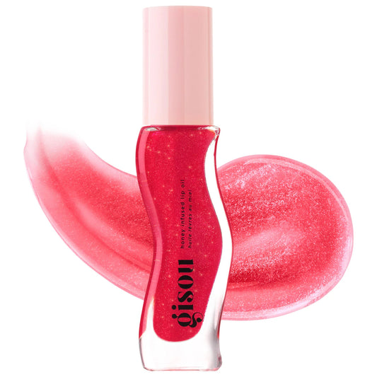 GISOU Honey Infused Hydrating Lip Oil- Cherry On The Cake - Sheer Pinky Red Shimmer