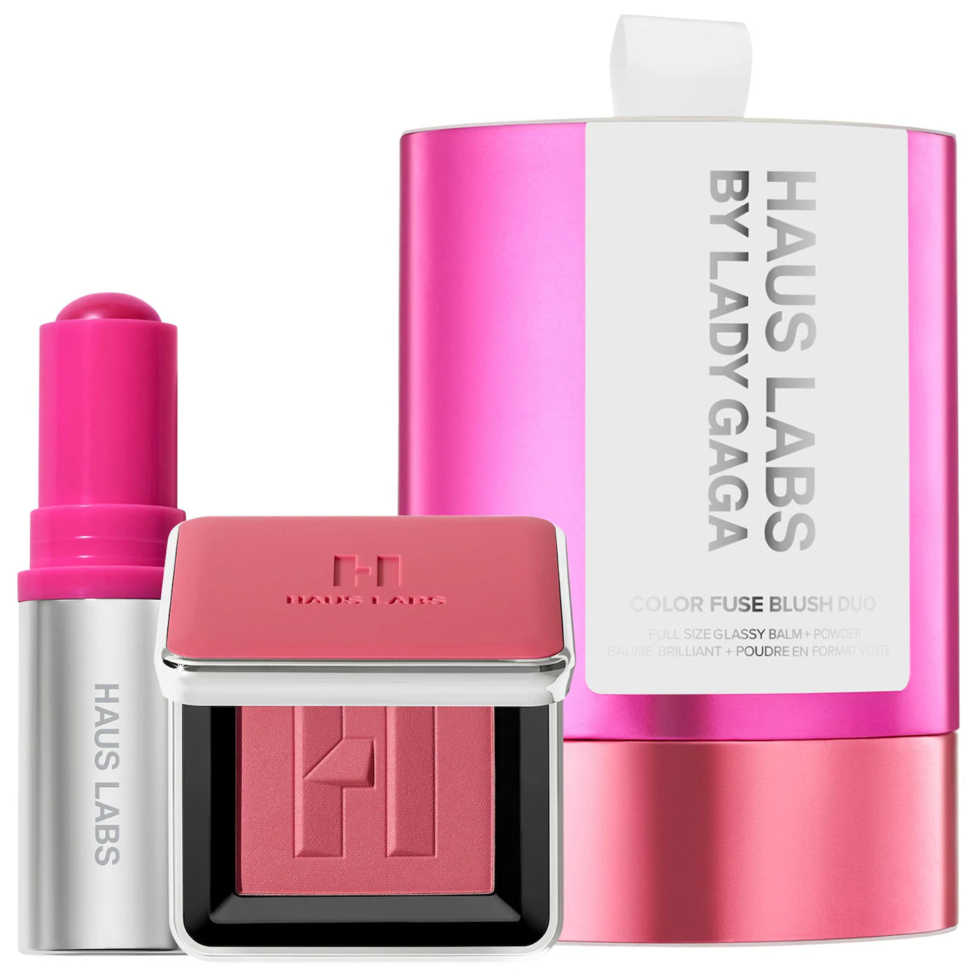 HAUS LABS  Color Fuse Glassy Blush Balm Stick + Powder Blush Set