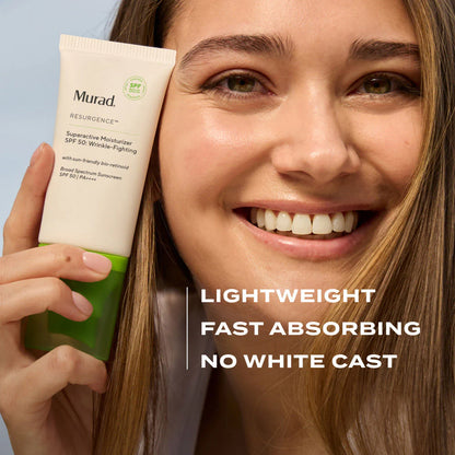 Murad Superactive Moisturizer SPF 50: Wrinkle-Fighting مرطب يومي مع SPF 50 لمكافحة التجاعيد وعلامات التقدم بالعمر