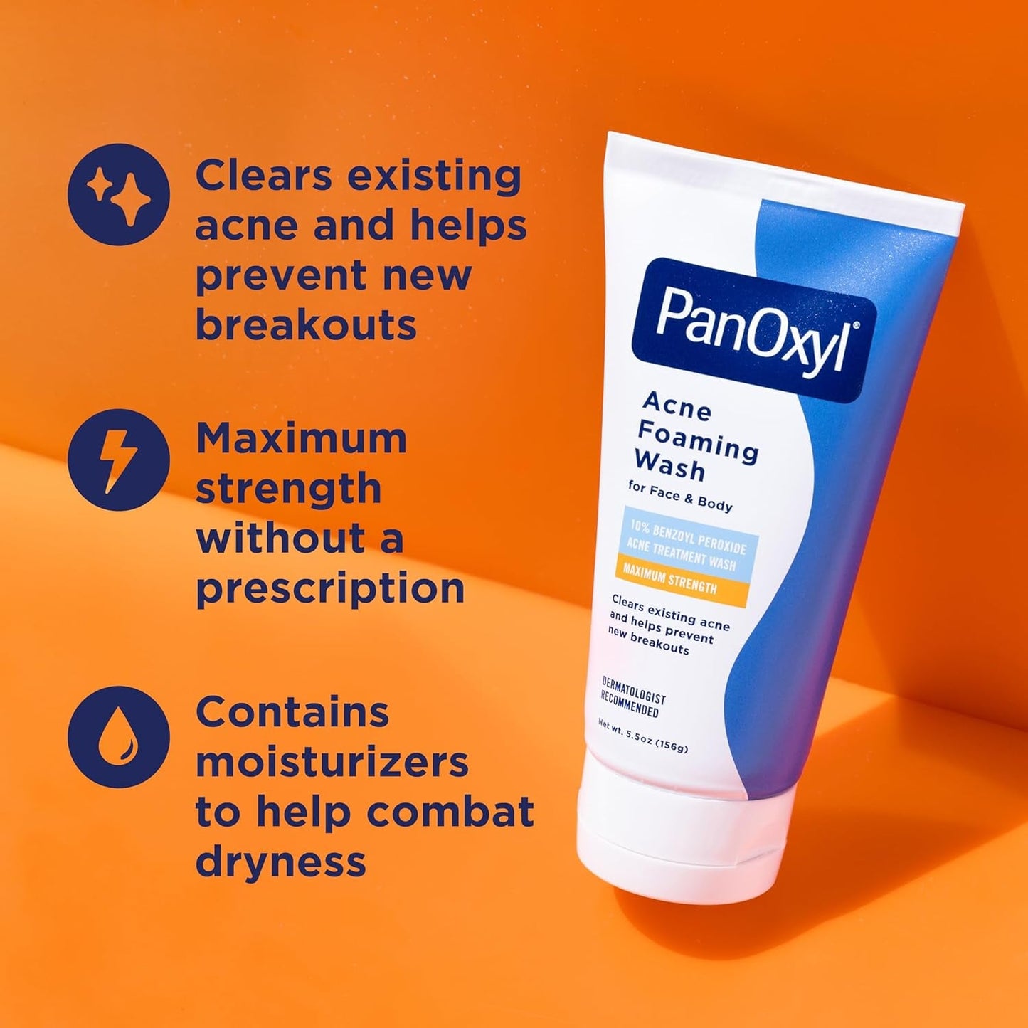 PanOxyl Acne Foaming Wash Benzoyl Peroxide 10% Maximum Strength Antimicrobial