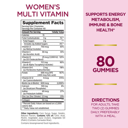 Nature’s Bounty Women's Multivitamin Gummies, Raspberry Flavored, 80 Gummies