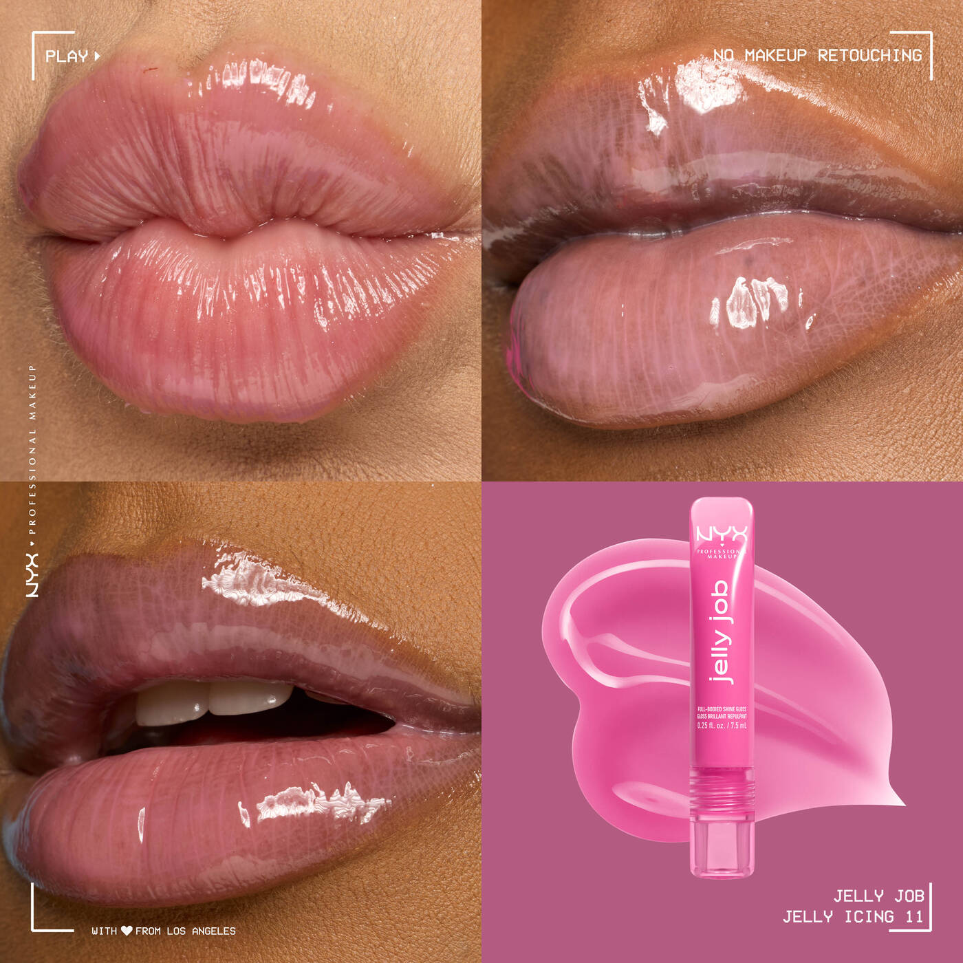 NYX Professional Makeup Jelly Job, Full-Bodied Shine Gloss, Lip-Smoothing Shine