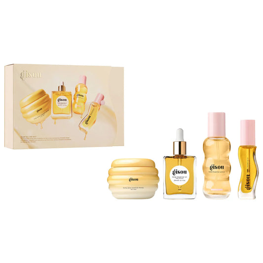 Gisou Glow All The Way: ערכת מתנה לשיער ולשפתיים