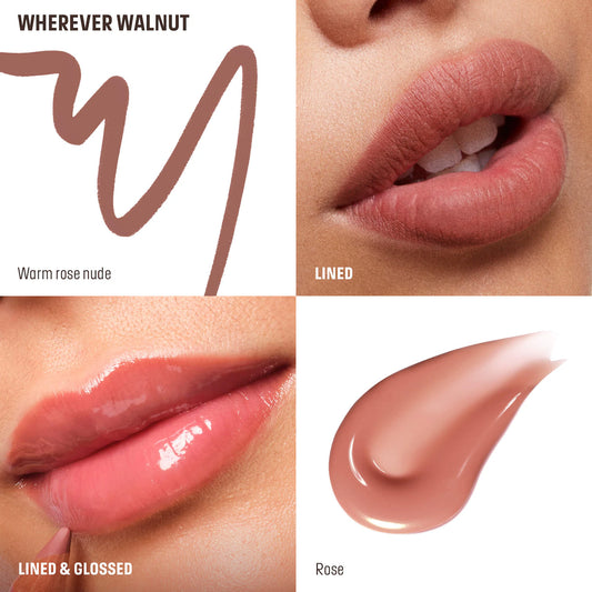 MAKE UP FOR EVER Mini Artist Color Pencil Lip Liner & Full Size Super Boost Lip Gloss Kit Wherever Walnut - warm rose nude