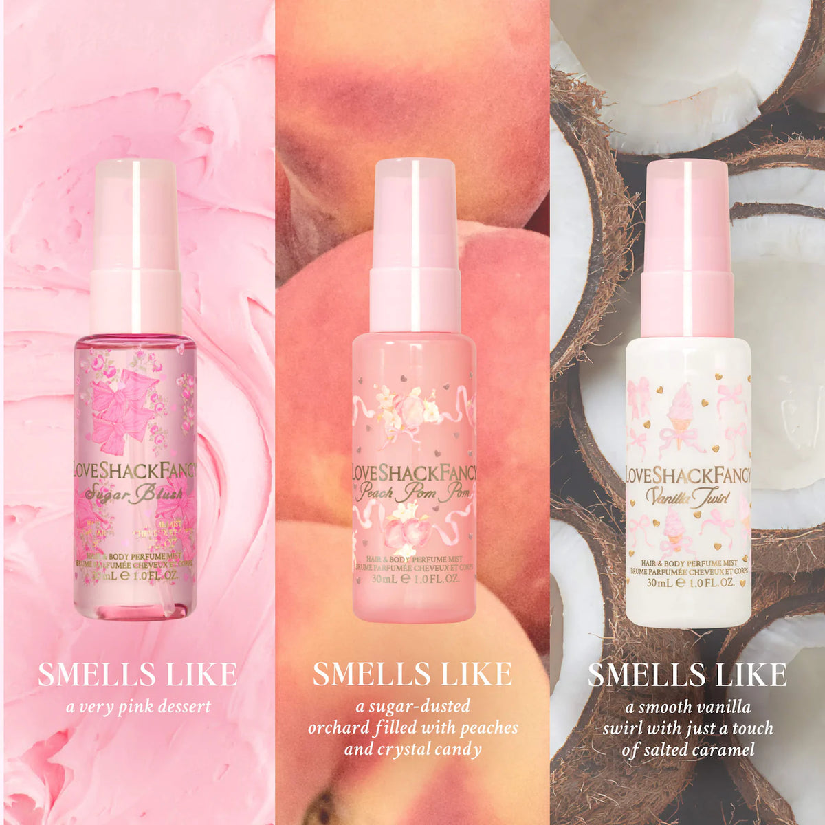 LoveShackFancy Mini Hair and Body Perfume Mist Best Sellers Gift Set