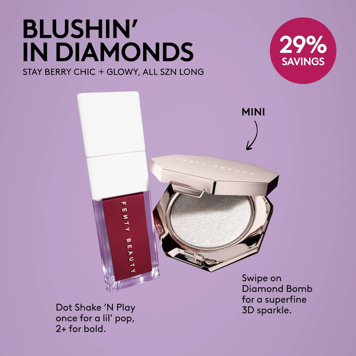 Fenty Beauty Blushin' In Diamonds Liquid Blush + Highlighter Duo Makeup Gift Set