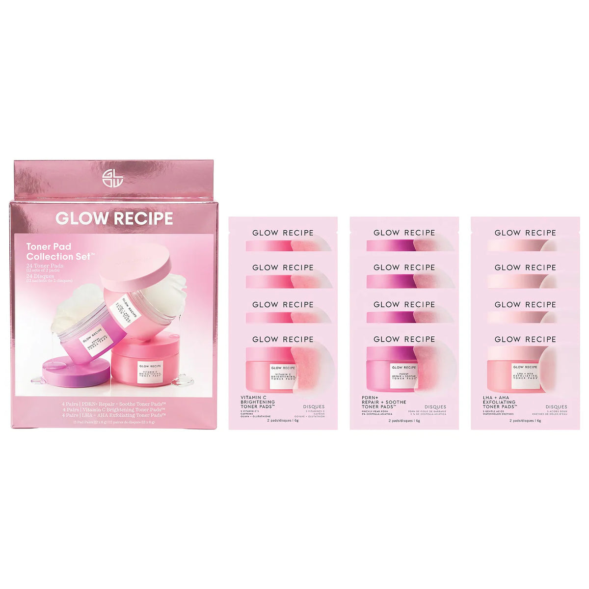 Glow Recipe Korean Toner Pad Collection Gift Set for Pores, Dark Spots, and Skin Barrier Repair