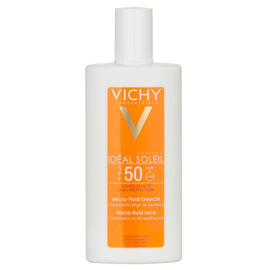 واقي شمس مخصص للبشرة المختلطة إلى الدهنية Vichy Idéal Soleil SPF 50 Micro Fluid Facial