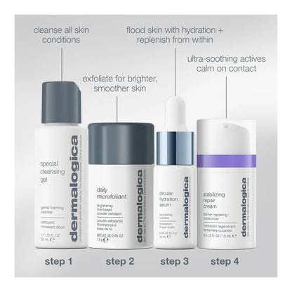 Dermalogica Home For The Holidays Set  روتينًا أساسيًا لترطيب وتهدئة البشرة وتقليل الاحمرار
