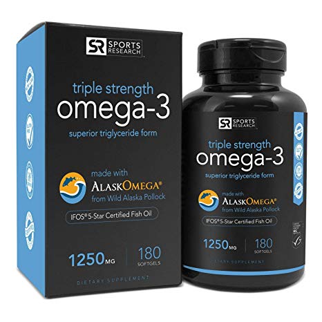 Omega-3 Fish Oil, Triple Strength, 1250 mg, 180 Softgels