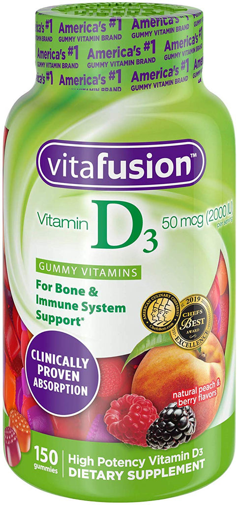 Vitamin D3, Natural Peach & Berry Flavors, 50 mcg (2000 IU), 150 Gummies
