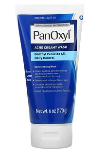 Panoxyl Acne Creamy Wash, Benzoyl Peroxide 4% Daily Control, 6 oz (170 g)