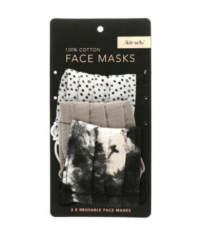 Cotton Face Covering, Neutral, 3 Pack