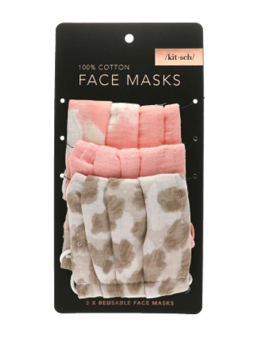 Cotton Face Covering, Blush, 3 Pack