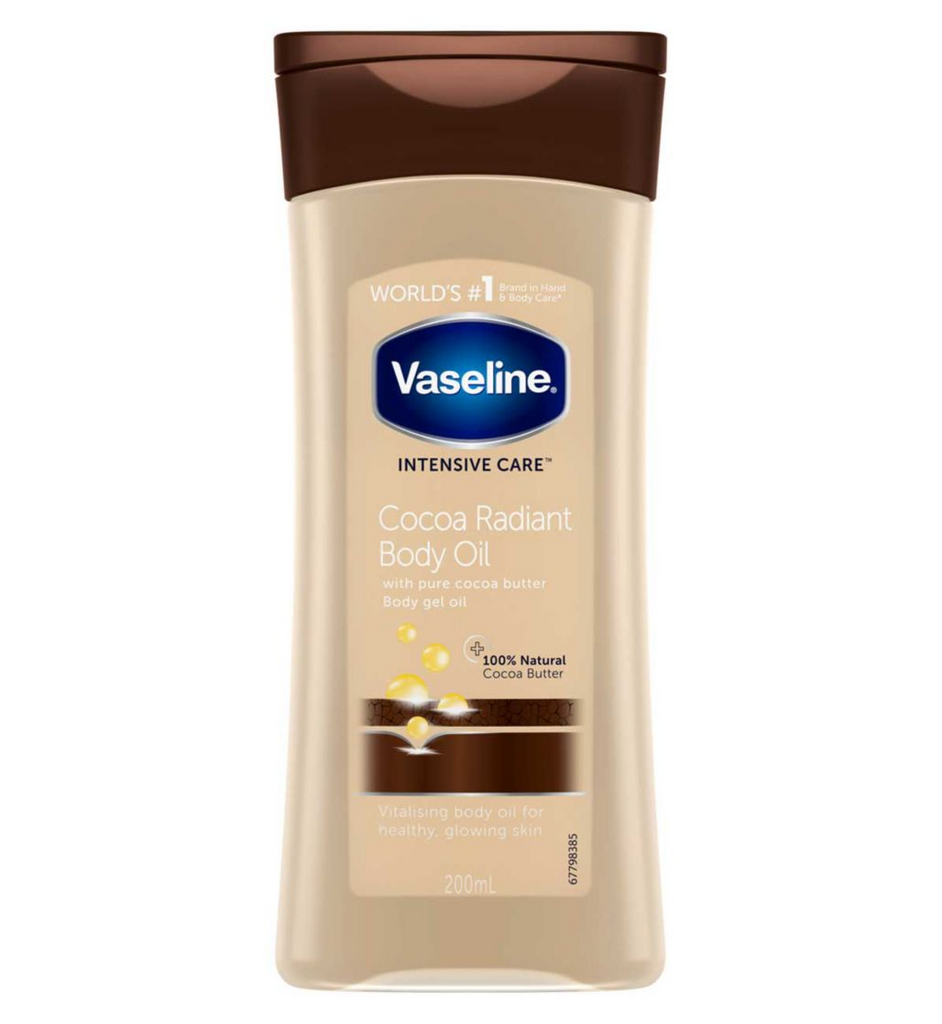 absorberende Michelangelo Underholde Vaseline Intensive Care Cocoa Radiant Body Oil 200 ml – Klik Beauty Shop