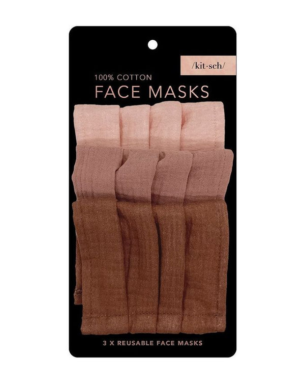 Cotton Face Covering, Dusty Rose, 3 Pack