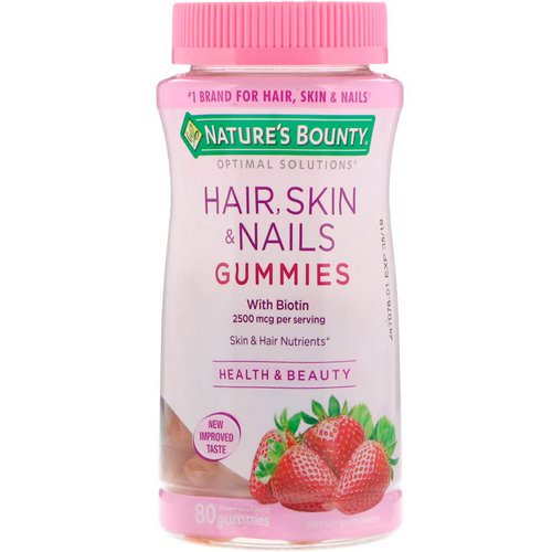 Hair, Skin & Nails, Strawberry Flavored, 80 Gummies