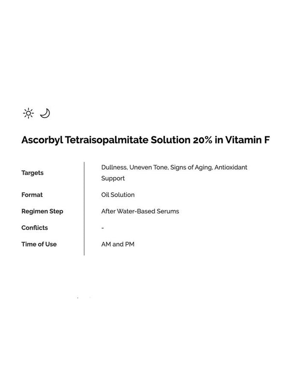 Ascorbyl Tetraisopalmitate Solution 20% in Vitamin F 30ml
