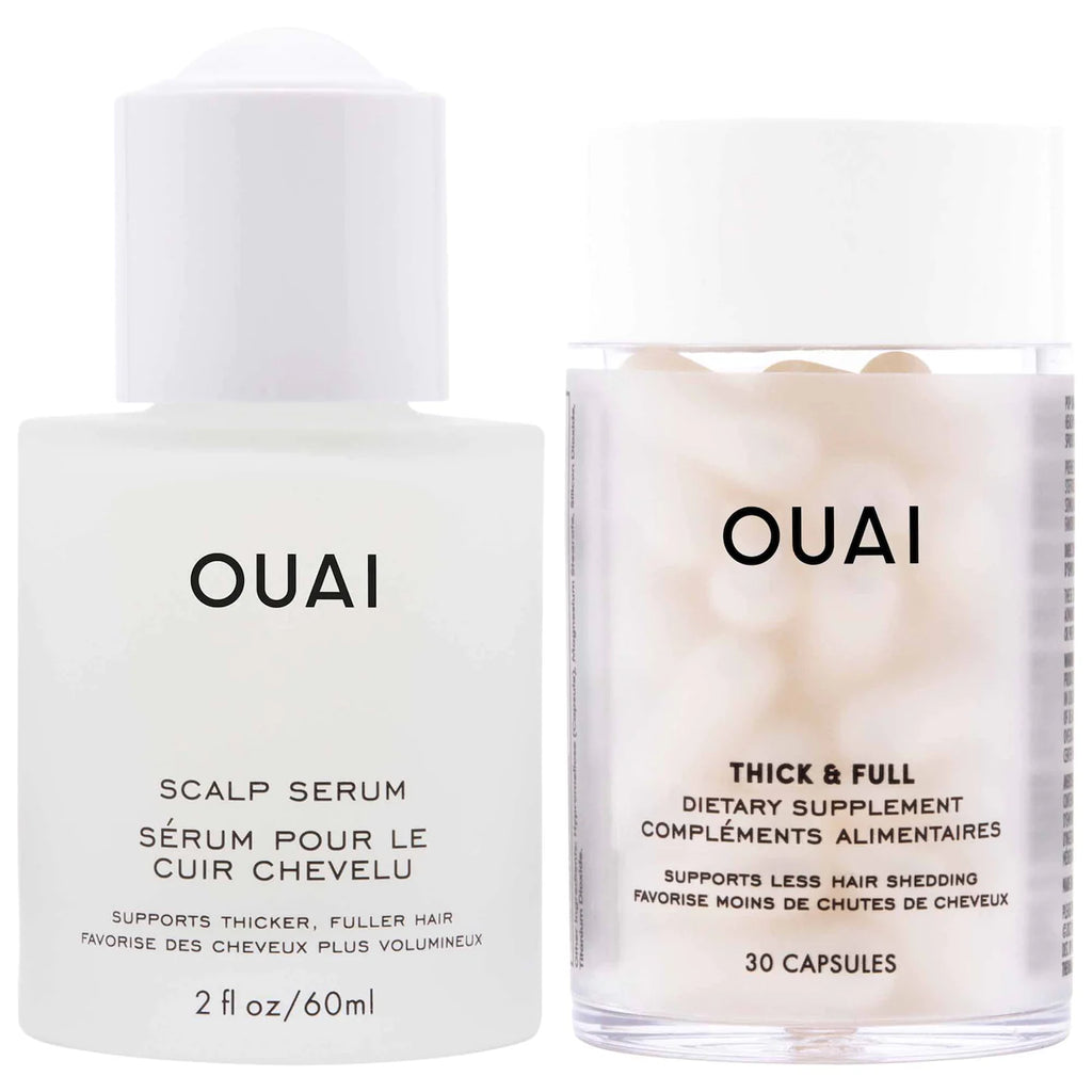 OUAI Hydrating Scalp Serum & Supplements Set for Healthy, Fuller Looking Hair